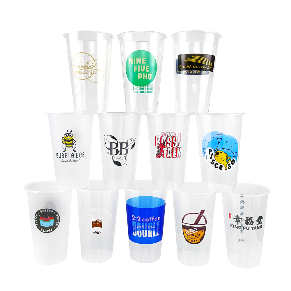 Factory Wholesale PP Plastic Cups Manufacturers Milk Tea Disposable Plastic Bubble Cup with Lids