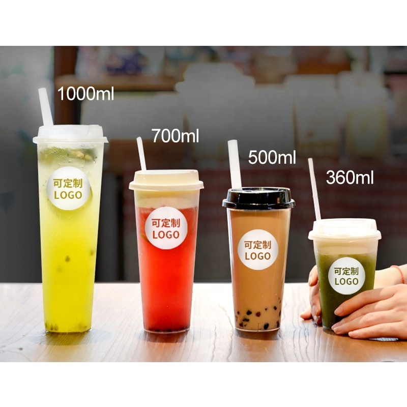 Factory Wholesale PP Plastic Cups Manufacturers Milk Tea Disposable Plastic Bubble Cup with Lids