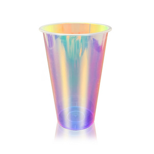 Rainbow Plastic Cups With Lids Inside Film PP Cup Takeaway Boba Cup