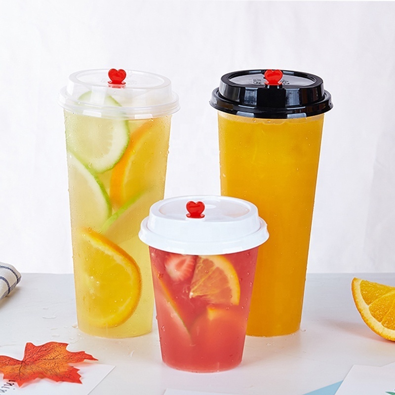 Factory Wholesale PP Plastic Cups Manufacturers Milk Tea Disposable Plastic Bubble Cup with Lids