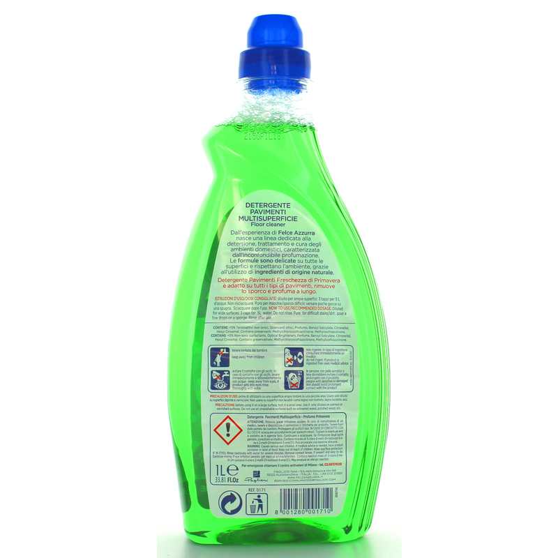 AZZURRA 1 LT. Floor Spring Cleaner Liquid Washing Floors Plastic Bottle Box 27 1 Litre Detergent Fence Sustainable T.T - Paypal