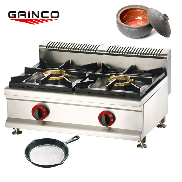 Commercial 2 burner table top lpg propane gas stove for sale