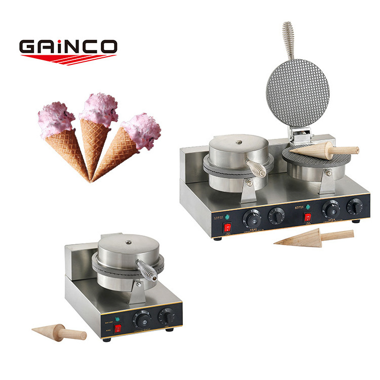 Gainco Professional Stainless Steel Ice Cream Cone Waffle Baker Machine / Ice Cream Cone Making Machine