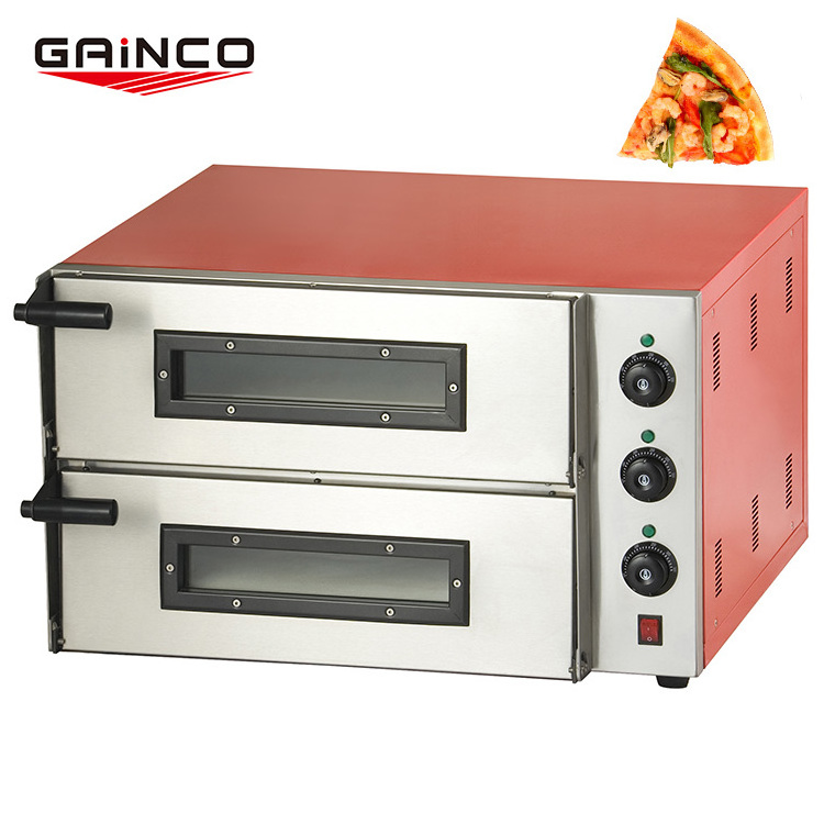 New Design Double Decks Kitchen Pizza Baking Oven Electrical Pizza Machine / Electric Commercial Pizza Oven For Sale