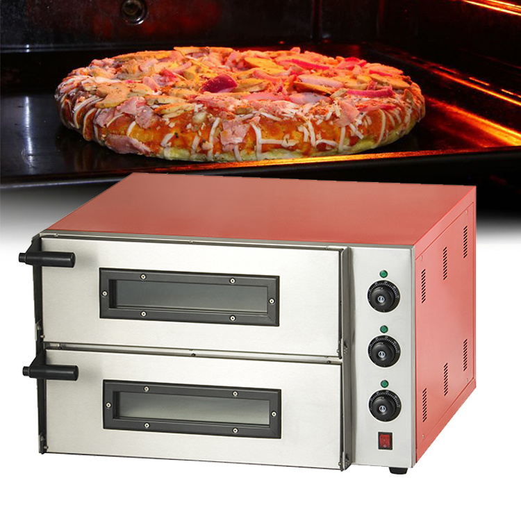 New Design Double Decks Kitchen Pizza Baking Oven Electrical Pizza Machine / Electric Commercial Pizza Oven For Sale