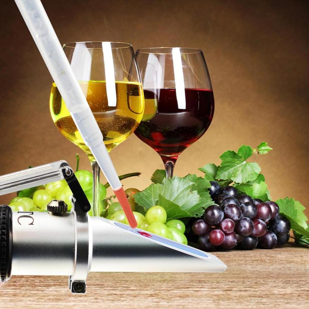 Grape Fruit Juice Alcohol Refractometer with ATC for  Sugar Glucose Wine Making Winemakers Dual Scale 0-25% VOL 0-40% Brix