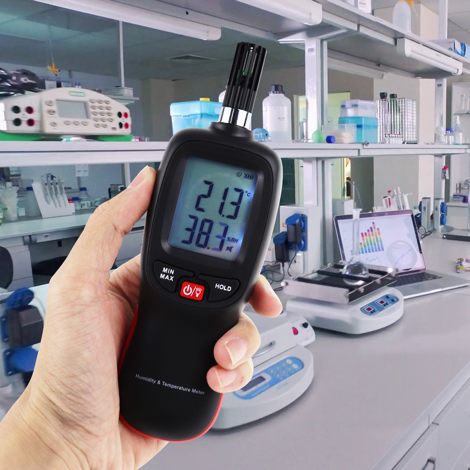 Dual Display Humidity & Temperature Psychrometer Meter Thermo-Hygrometer Wet Bulb Dew Point Portable Tester Measurement