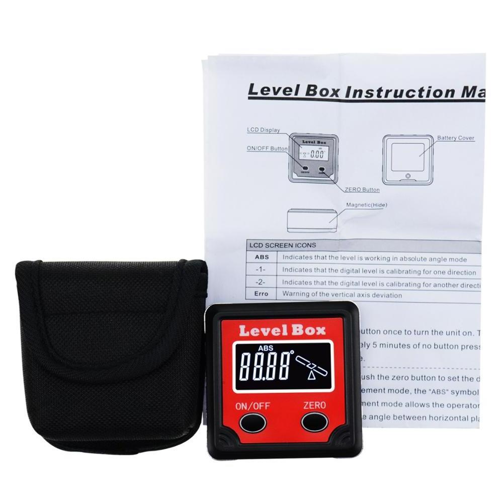 Digital Level Angle Finder Bevel Box Magnetic Base Backlight Tilt Direction Indicator Inclinometer Gauge 360deg (4 x 90deg)