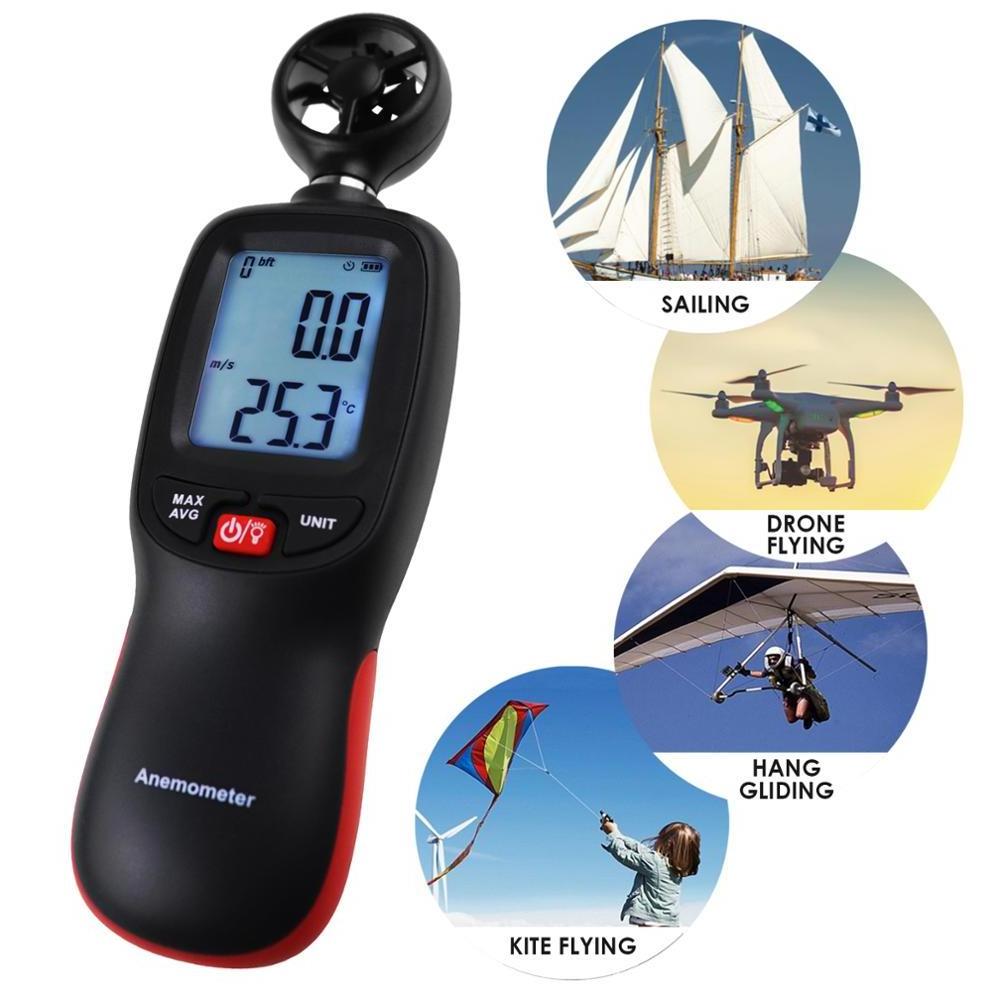 Anemometer Datalogger Windspeed Wind Measuring Instrument Direction Air Flow or Velocity Gauge Windmeter for Flying Kite Fishing