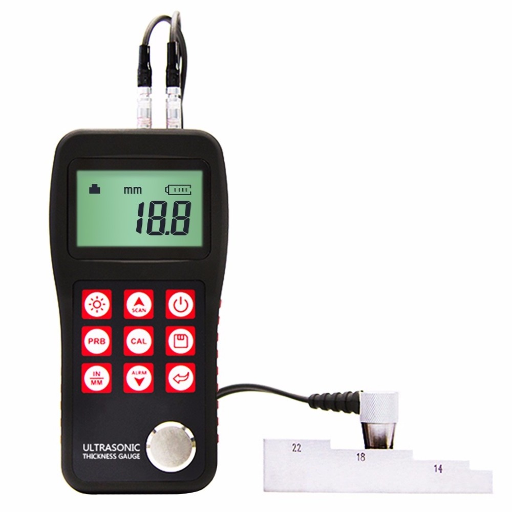 MT150 Portable Digital Ultrasonic Thickness Gauge 0.75~300mm 4.5 digits LCD display EL backlight Auto Power Off 0.1mm Resolution