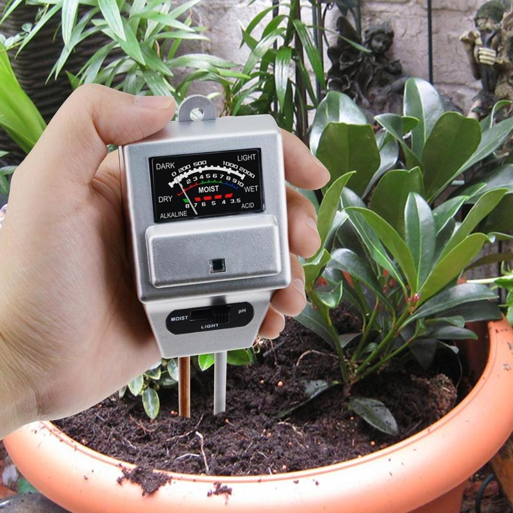 Soil pH, Moisture & Light Meter 3 Way Tester Kit Plants Growth Watering Quality Monitoring Checker Gardening Acidity Probe Test