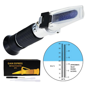 Grape Fruit Juice Alcohol Refractometer with ATC for  Sugar Glucose Wine Making Winemakers Dual Scale 0-25% VOL 0-40% Brix