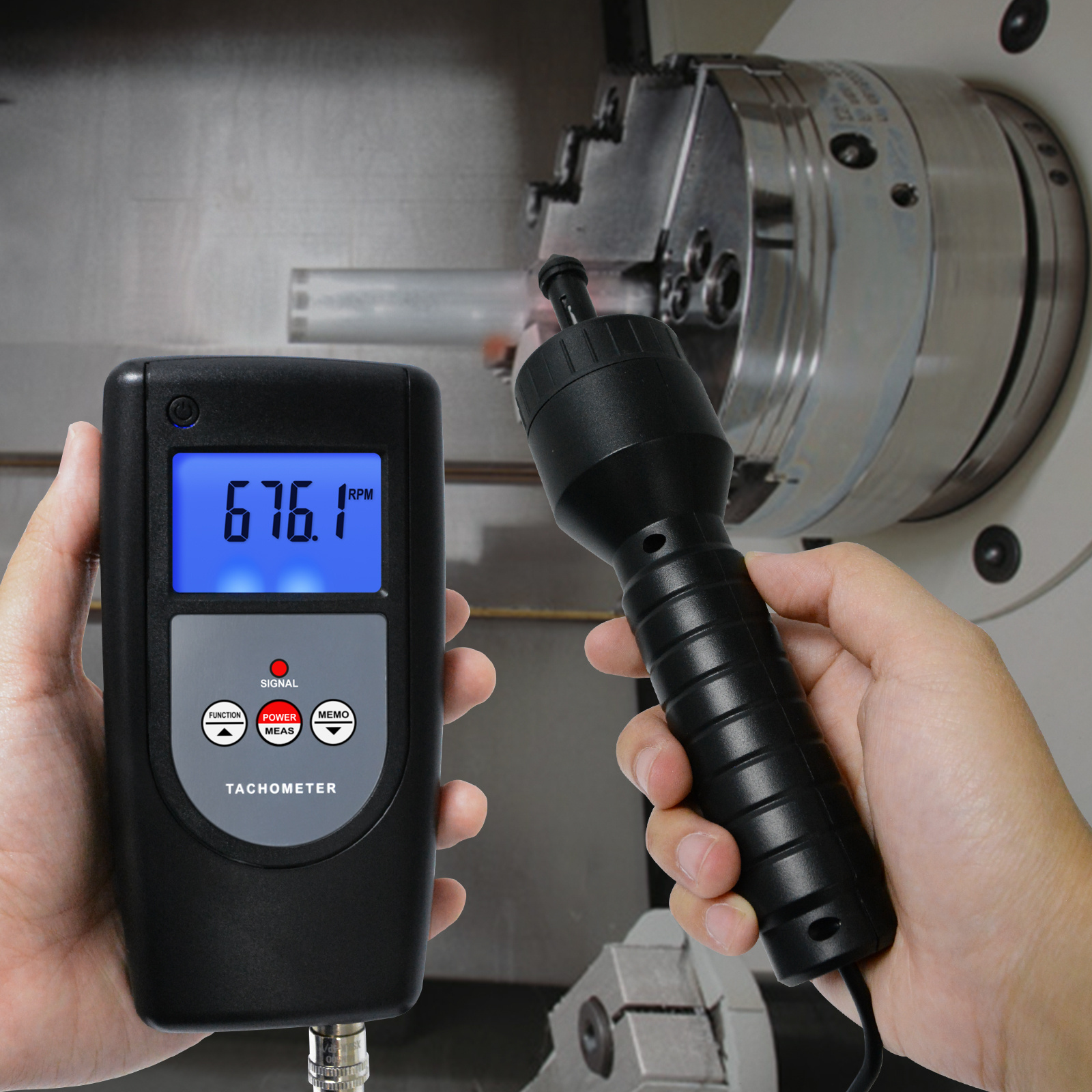 Photo Laser Non Contact Tachometer 0.5~99,999 RPM Meter Surface m/Min, ft/Min Speed Tester w/ USB