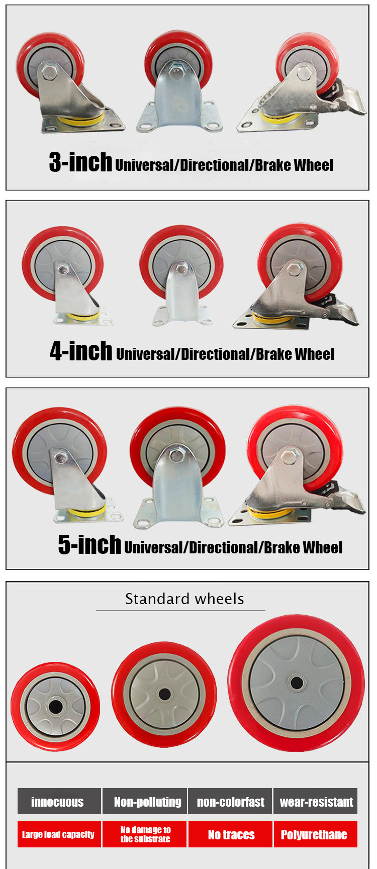 Heavy Duty Plate Caster Wheels swivel heavy duty caster running wheels No Noise,Ball Bearing