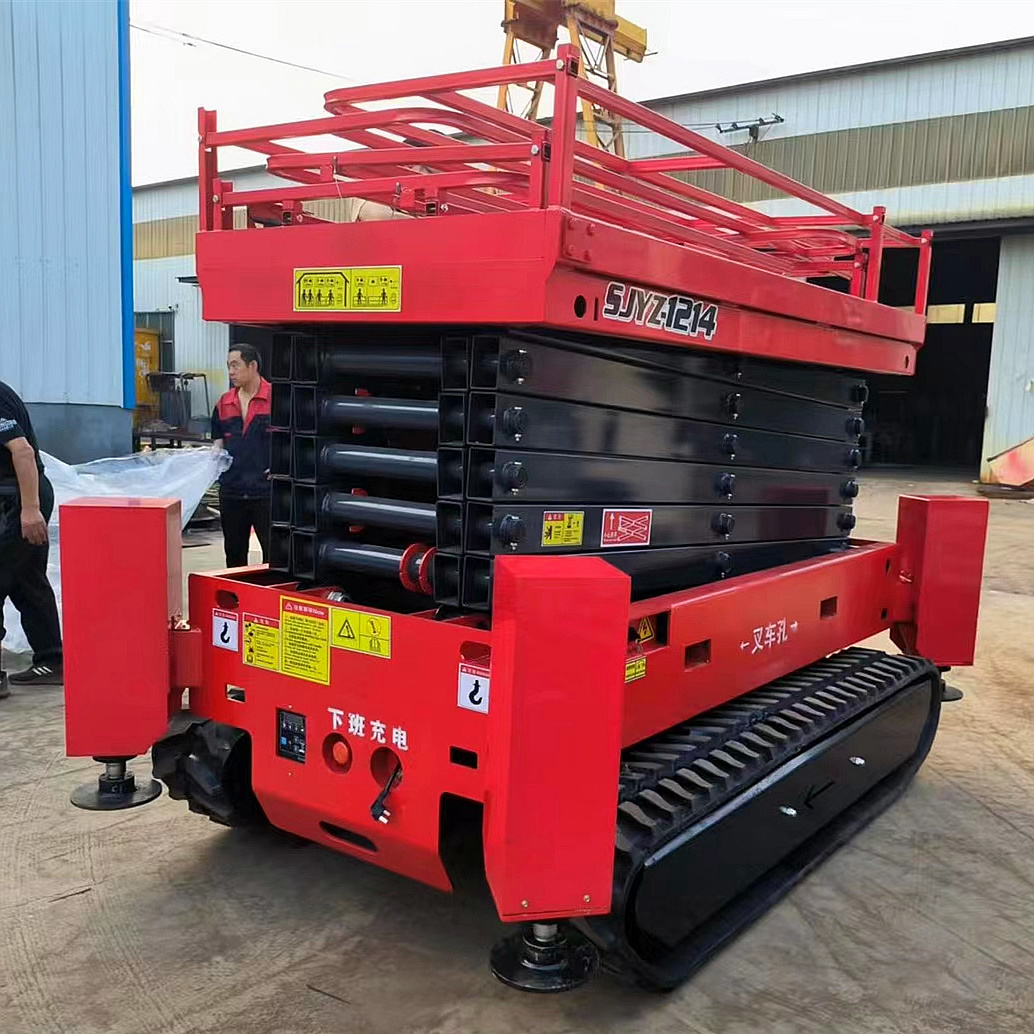 Full-automatic double crawler lift outriggers compact hydraulic lifting platform self-propelled electric crawler scissor lift