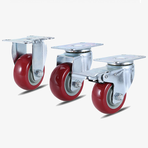 4 Inch Heavy Duty Casters With Brake, Locking Casters With 360 Degree No Noise PVC Wheels, Swivel Plate Castors