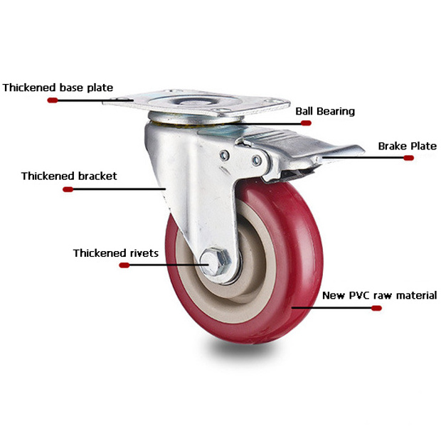 Heavy Duty Plate Caster Wheels swivel heavy duty caster running wheels No Noise,Ball Bearing