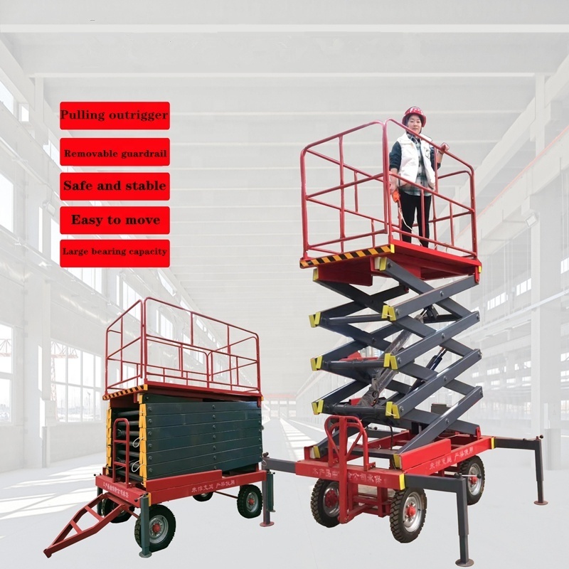 Mobile scissor lift platform mini small electric hydraulic tracked with rollers greenhouse picking warehouse 500kg 10/12m lift