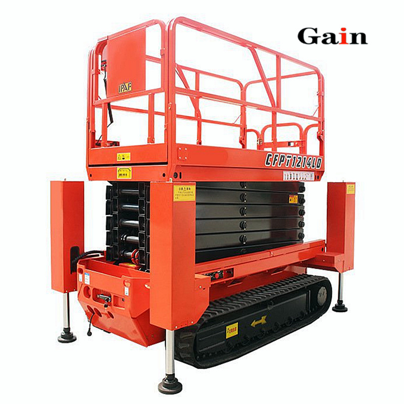 Full-automatic double crawler lift outriggers compact hydraulic lifting platform self-propelled electric crawler scissor lift