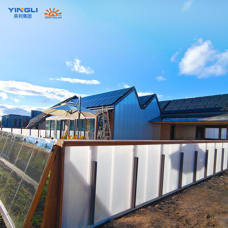 JiaSheng BIPV solar panel 1200*600size triangle double glass 30%transmittanceopen frame structure 215w solar roof tile system