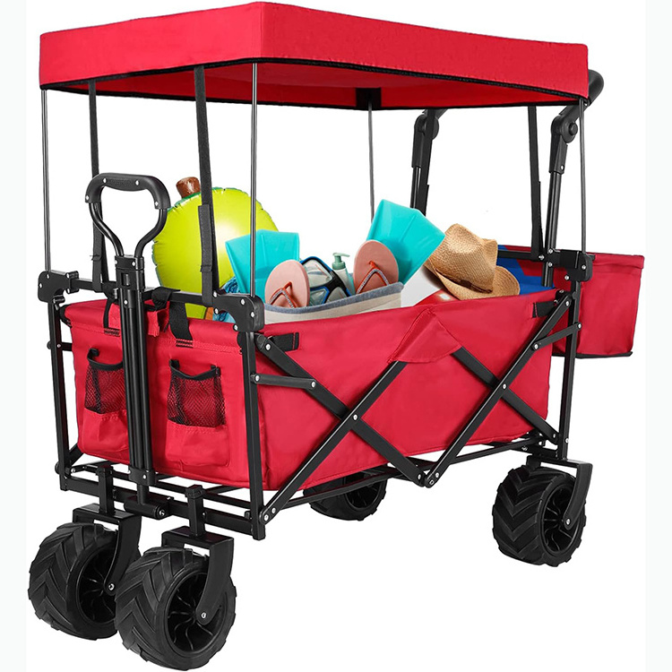 portable collapsible wagon stroller Outdoor Camping Folding Garden beach Wagon Cart with Utility Big Wide Wheels