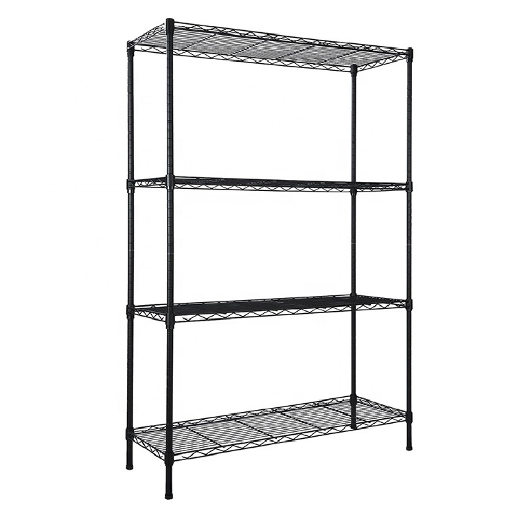 Rolling Steel Wire Shelving Rack Storage Shelf Heavy Duty Wheeled Garage Bakers 4-Tier Kitchen Display Storage Shelving Unit