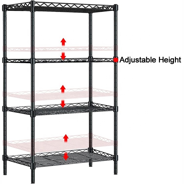 Rolling Steel Wire Shelving Rack Storage Shelf Heavy Duty Wheeled Garage Bakers 4-Tier Kitchen Display Storage Shelving Unit