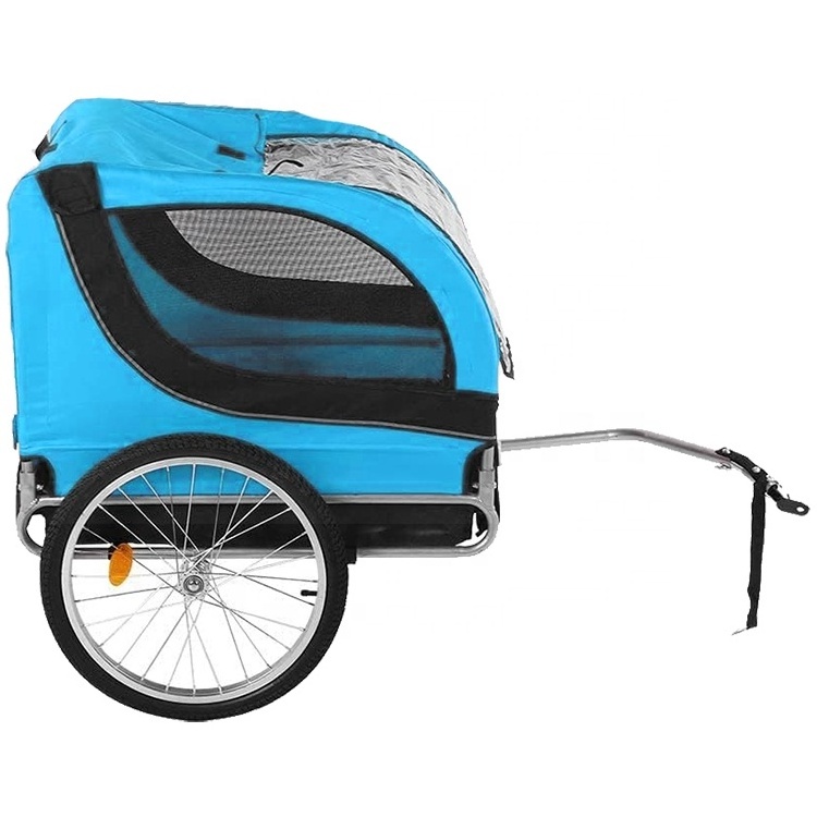 2 in 1 Large Dog Cart Bike Trailer Bicycle Pet Trailer Jogger Foldable Frame Lock Brakes Universal Coupler Hand Wagon