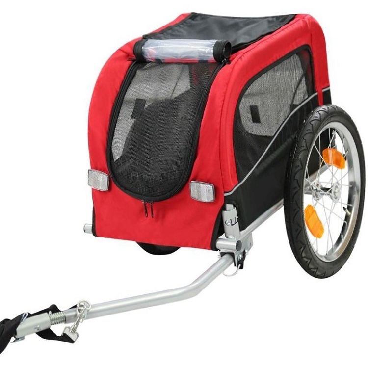 2-in-1 Dog Bike Trailer Folding Pet Carrier Wagon Carrier Stroller Bicycle Carrier for Medium Small Sized Dogs