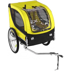 2 in 1 Large Dog Cart Bike Trailer Bicycle Pet Trailer Jogger Foldable Frame Lock Brakes Universal Coupler Hand Wagon