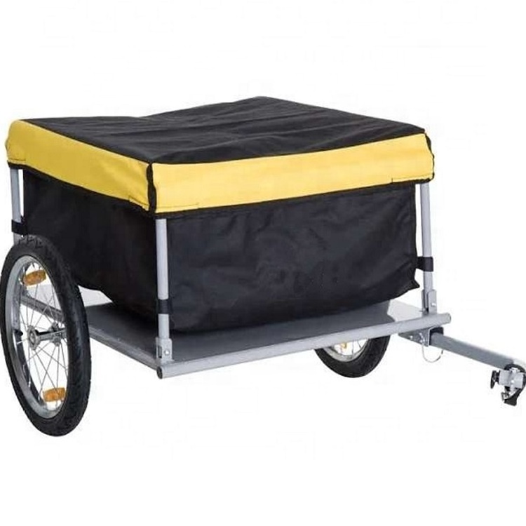 Bike Trailer Cargo Foldable Steel Universal Hitch Luggage Tools Groceries Large Capacity Cart Wagon Dolly Trailer