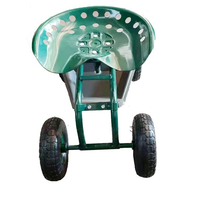 Swivel Rolling Garden Cart Scooter Rolling Garden Tractor Work Seat Telescoping Handle Utility Scooter