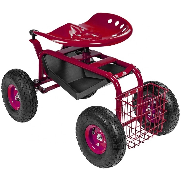 Heavy Duty 4 Wheels Rolling Garden Cart Scooter Garden Work Seat