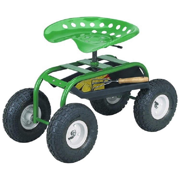 Heavy Duty 4 Wheels Rolling Garden Cart Scooter Garden Work Seat