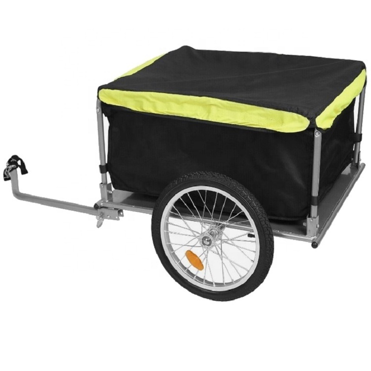 Bike Trailer Cargo Foldable Steel Universal Hitch Luggage Tools Groceries Large Capacity Cart Wagon Dolly Trailer