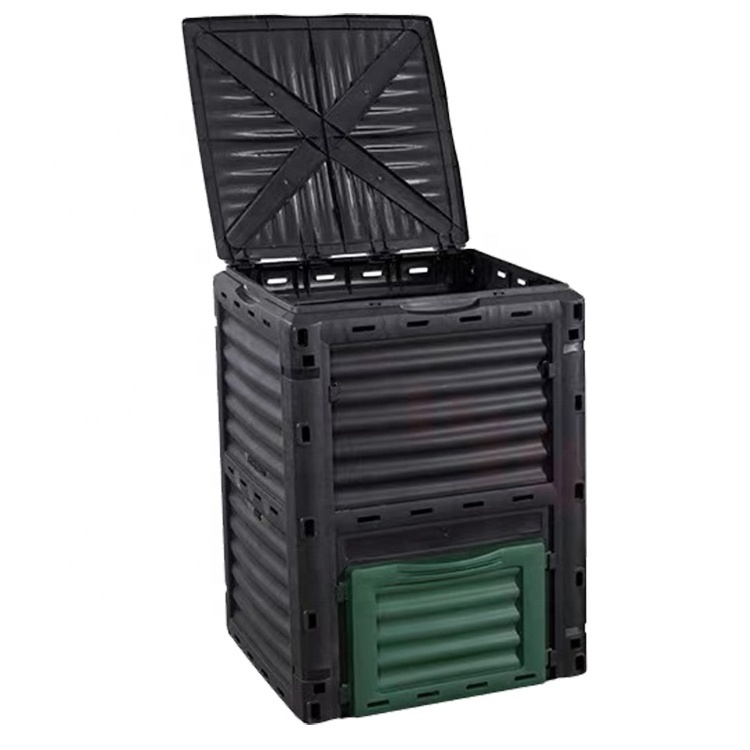 300L/80 Gallon Large Capacity Durable Plastic Outdoor Compost Bin Barrel Garden Composting Box with Lid