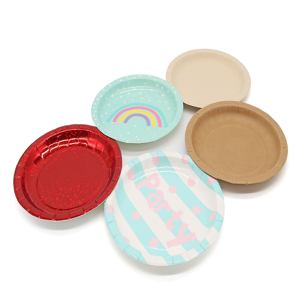 Eco-friendly Disposable Greaseproof Cheap Gold And Printed Party Dish Take Away Paper Plate