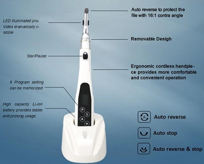 dental LED wireless Endodontic Electric endo rotary machine with  mini head 16:1 treatment electric motors with LED light