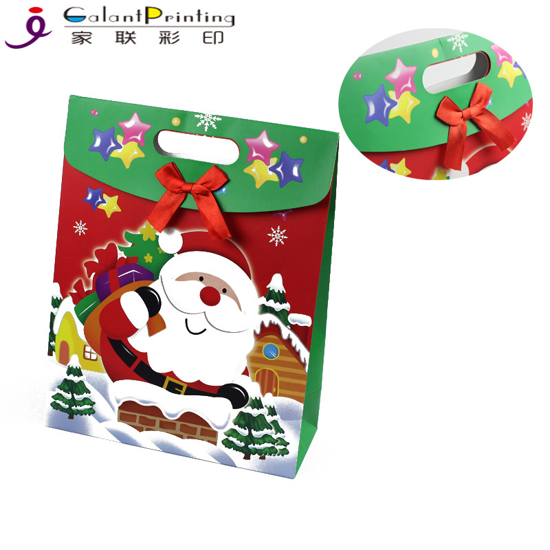 Wholesales Customize Holiday Candy Gift Printed Christmas Packaging  Logo Paper Bags