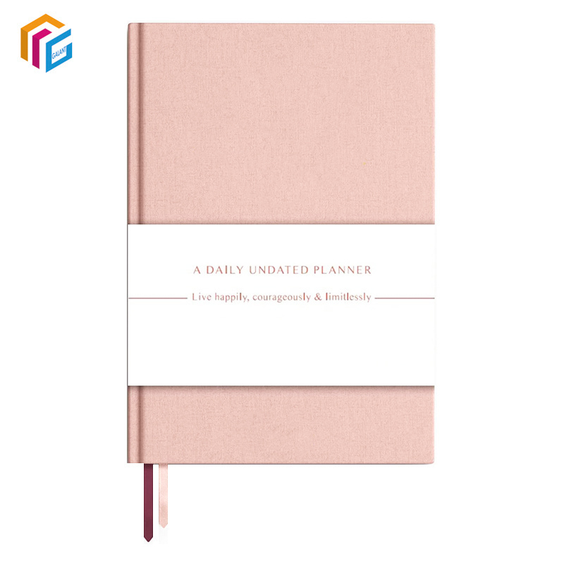 Wholesale Custom Logo Print Linen Journal Hardcover Notebook Perpetual Calendar Dates Journal