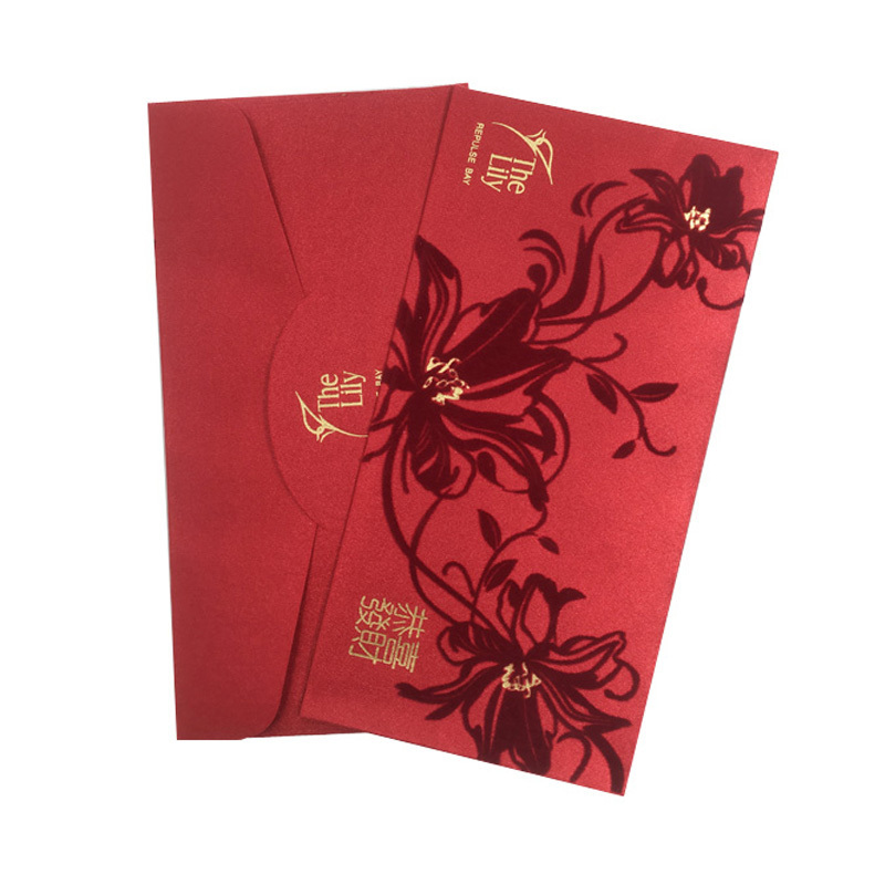 2019 High Quality UV Varnish/Velvet Flocking Red Packet Paper Money Envelope,Chinese New Year Red Packet