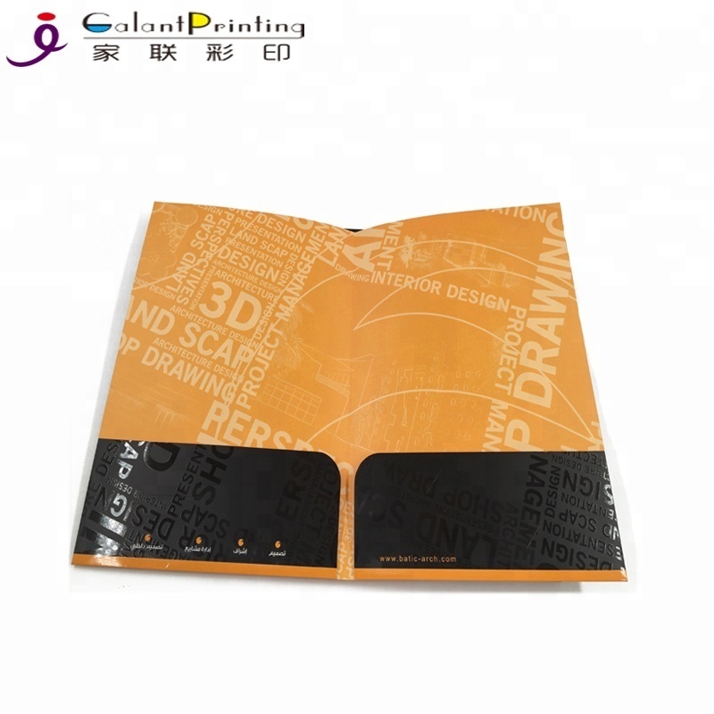 Folder Custom Logo a4 paper embossed real estate presentation files folders with double pocket and card holders printing folders