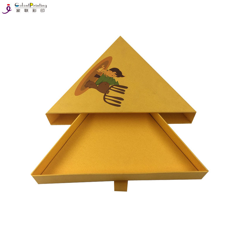 Luxury Yellow Cardboard Drawer Triangle Truffle Box With Handle Custom Printed