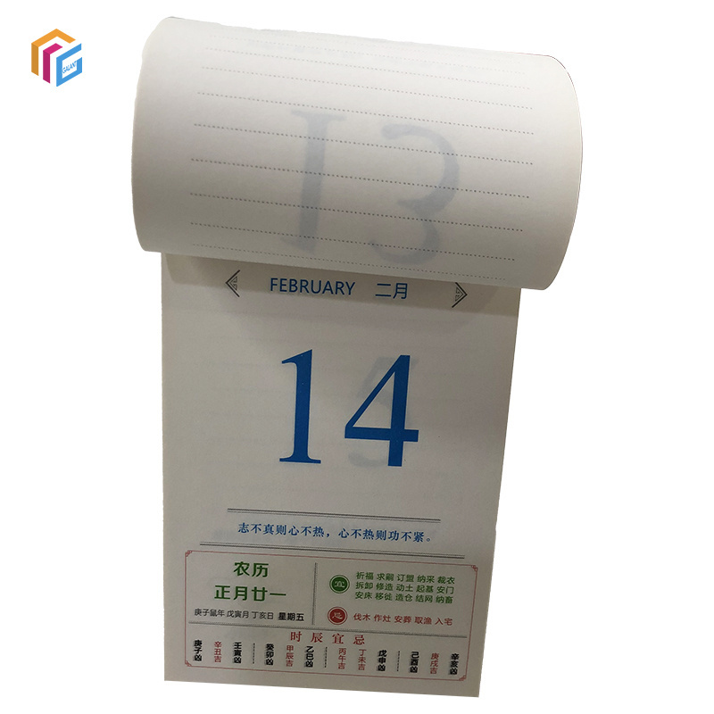 Thick Cardboard Stand Custom Printing Monthly Daily 365 Days Tear Off Mini Table Desk Calendar