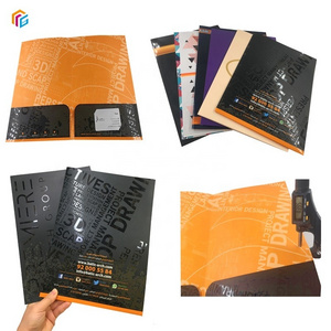 Folder Custom Logo a4 paper embossed real estate presentation files folders with double pocket and card holders printing folders