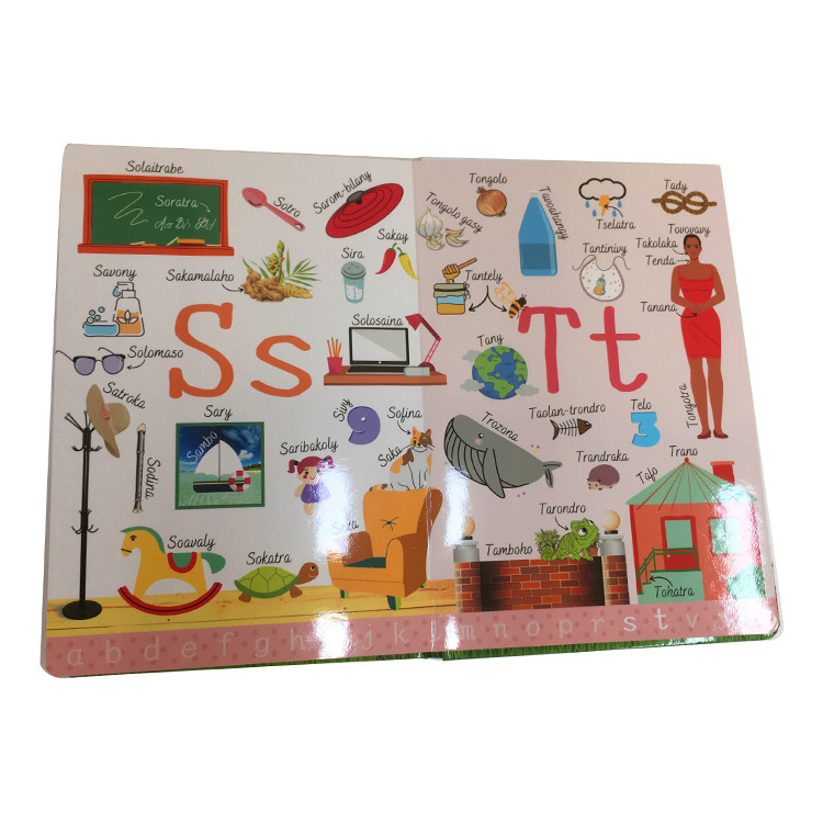 Custom Factory Children Story Hardcover Book English Alphabet Learning Cardboard Books Print with Round Corner