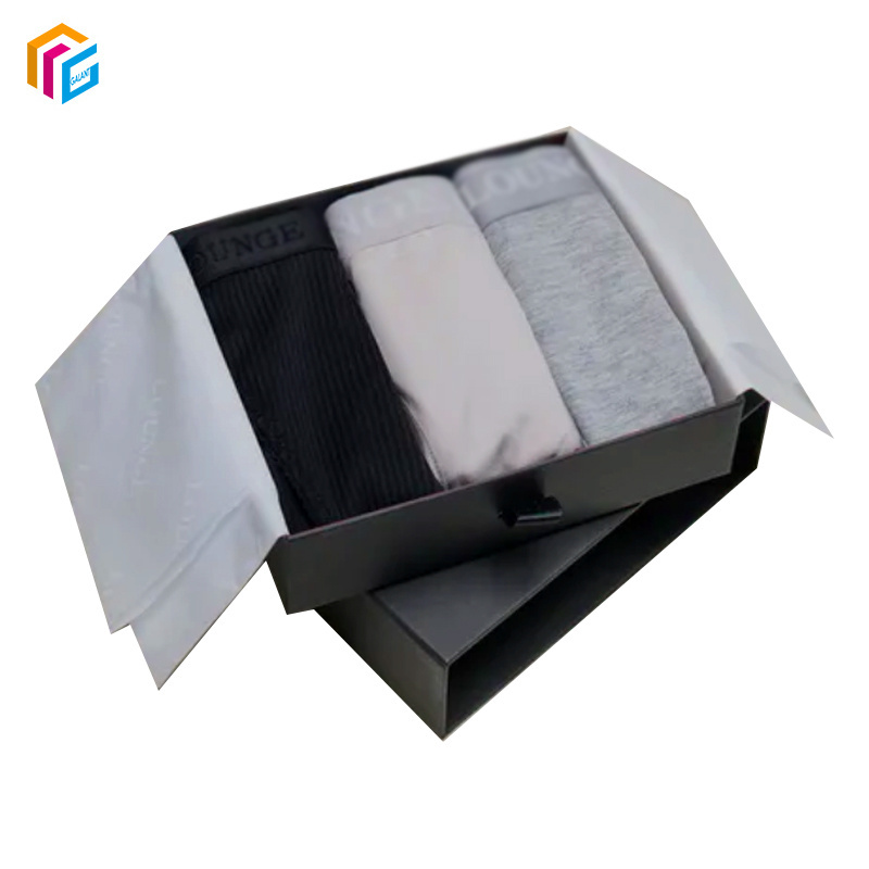 Factory Direct Custom Design Printed Men Sport Underwear Black Drawer Box Packaging