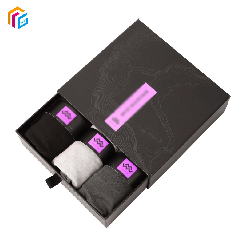 Factory Direct Custom Design Printed Men Sport Underwear Black Drawer Box Packaging