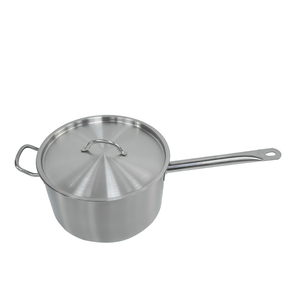 High quality stainless steel milk boiling pot single handle and single ear with lid wok