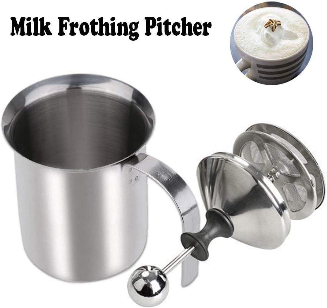 Milk Frother Handheld,Milk Steamer Latte Machine Coffee Stirrers Drink Mixer Stainless Steel Milkshake Maker French Press Foam